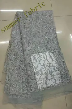 

SILVER glitter mesh african indian lace fabric for wedding /evening dress