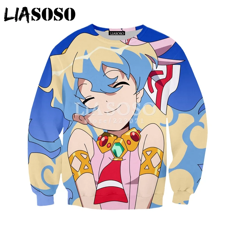 LIASOSO Осенняя мода для мужчин и женщин Tengen Toppa urren Lagann толстовка с 3D принтом аниме унисекс с длинными рукавами Забавный пуловер A033-05 - Цвет: 2