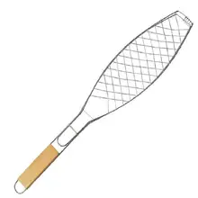 Деревянная ручка для пикника на открытом воздухе оборудование для барбекю с одним решетка для гриля для рыбы