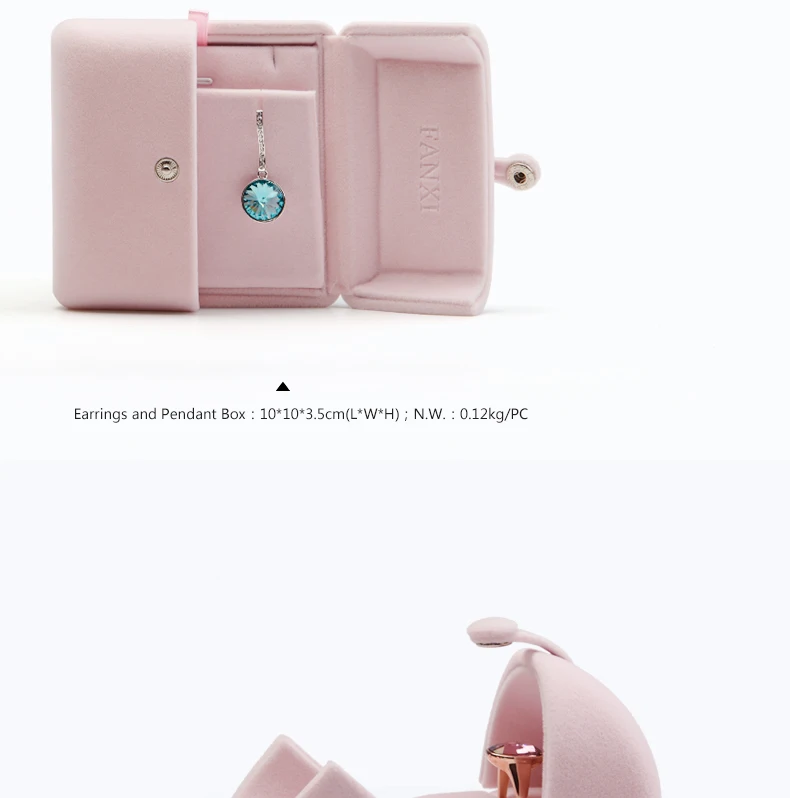 FANXI розовый бархат ювелирные изделия Подарочная коробка Кольцо Кулон ожерелье браслет Длинная цепочка Дисплей Коробка для хранения Упаковка Свадебная вечеринка витрина