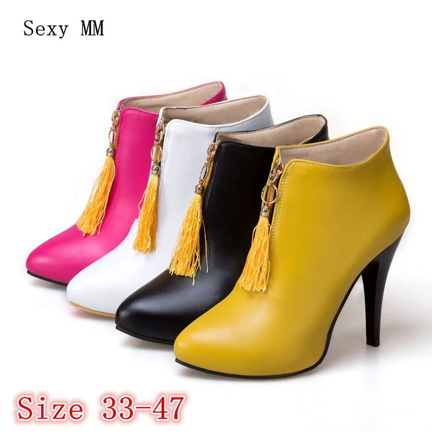 

Spring Autumn High Heels Women Ankle Boots Pumps Woman Short Boots High Heel Shoes Plus Size 33 - 40 41 42 43 44 45 46 47