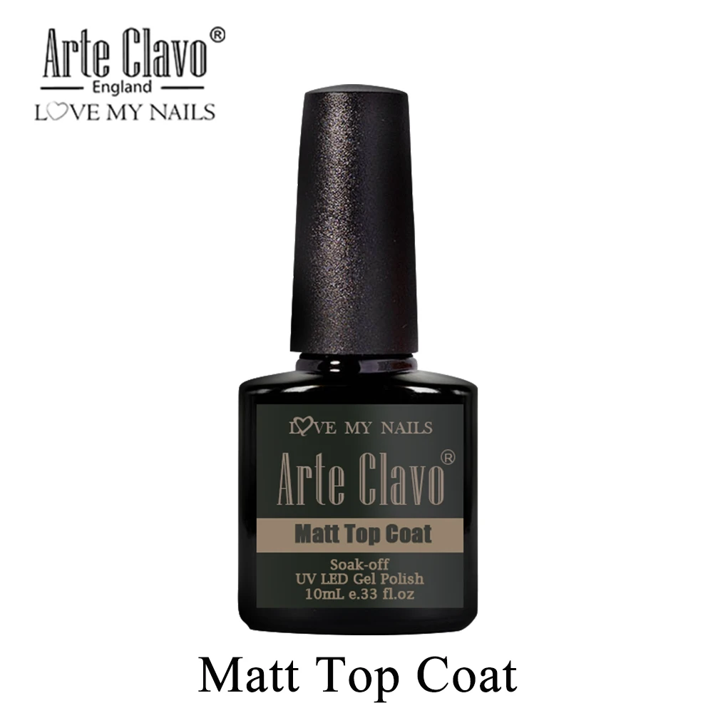 Arte Clavo, верхнее покрытие, Базовое покрытие, Гель-лак для ногтей, 10 мл, прозрачный, УФ, светодиодный, отмачивается, грунтовка, Гель-лак, лак для ногтей - Цвет: Matt Top Coat 10ml