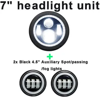 

7 Inch 40w Led For harley Headlight+ 2x 4.5" 30w Fog Light Passing Lamps for Harley Davidson Motorcycle