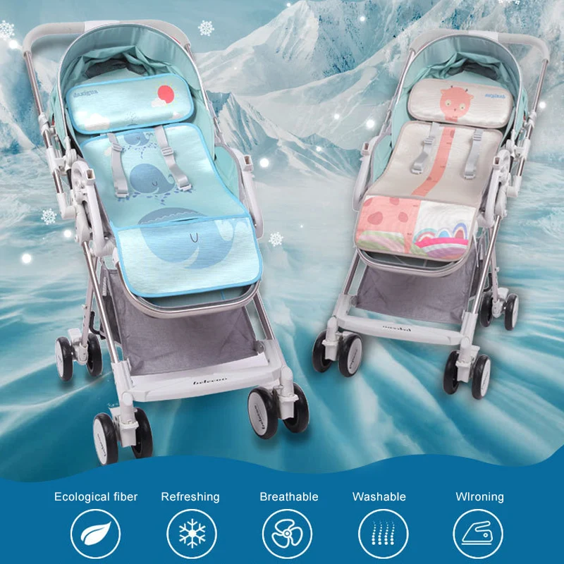 

Ice Silk Cushion Baby Stroller Mat Summer Bed Non-Slip Cool Vacation Sleep Healthy Carton Breathable Chair Ice
