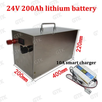 

GTK waterproof 24V 200AH Lithium battery no 400ah li-ion battery for 2500W 3000W RV EV scooter solar storage fork + 10A Charger