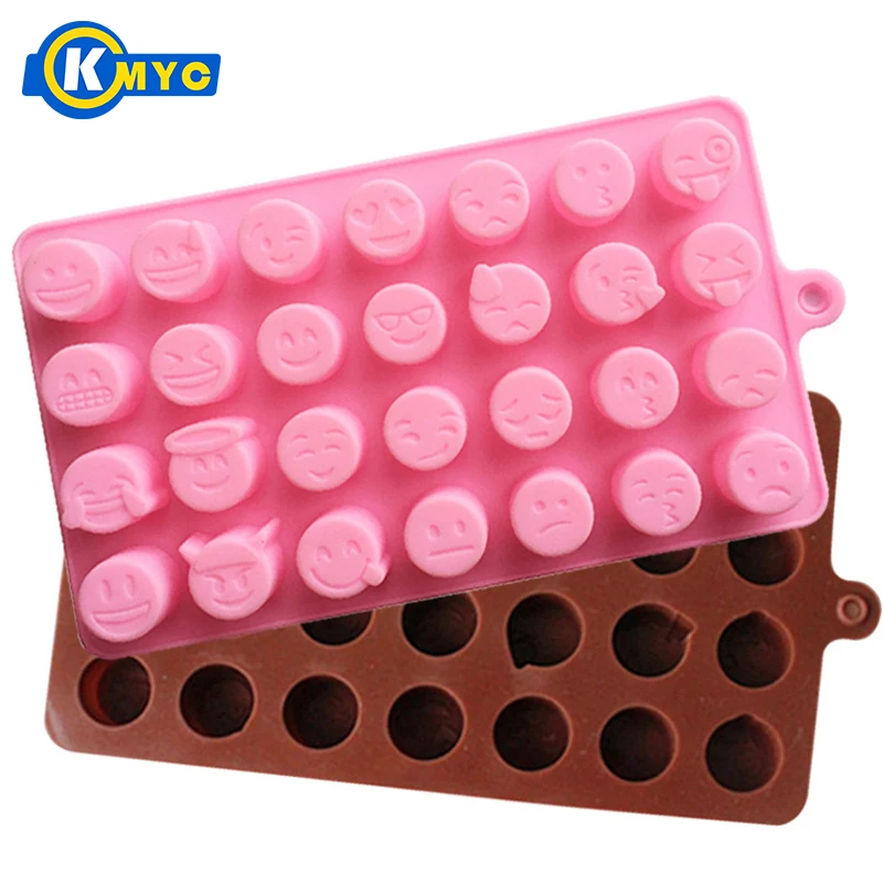 

KMYC Silicone Baking Tray Cookie Mould Emoji Expression Pattern Chocolate Biscuit Molds Cutter Fondant Cake Decorating Tools