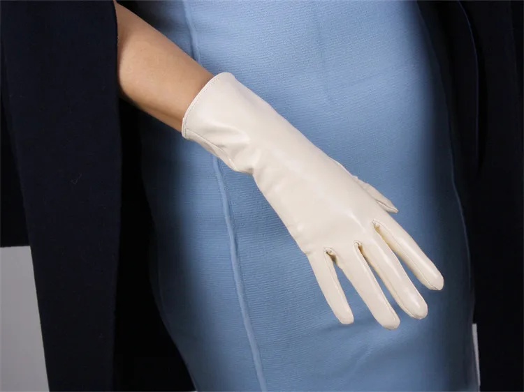 Женские лакированные перчатки из искусственной кожи средней и длинной секции 28 см. Яркие Кожаные перчатки для танцевальной вечеринки из искусственной кожи, женские перчатки PU28