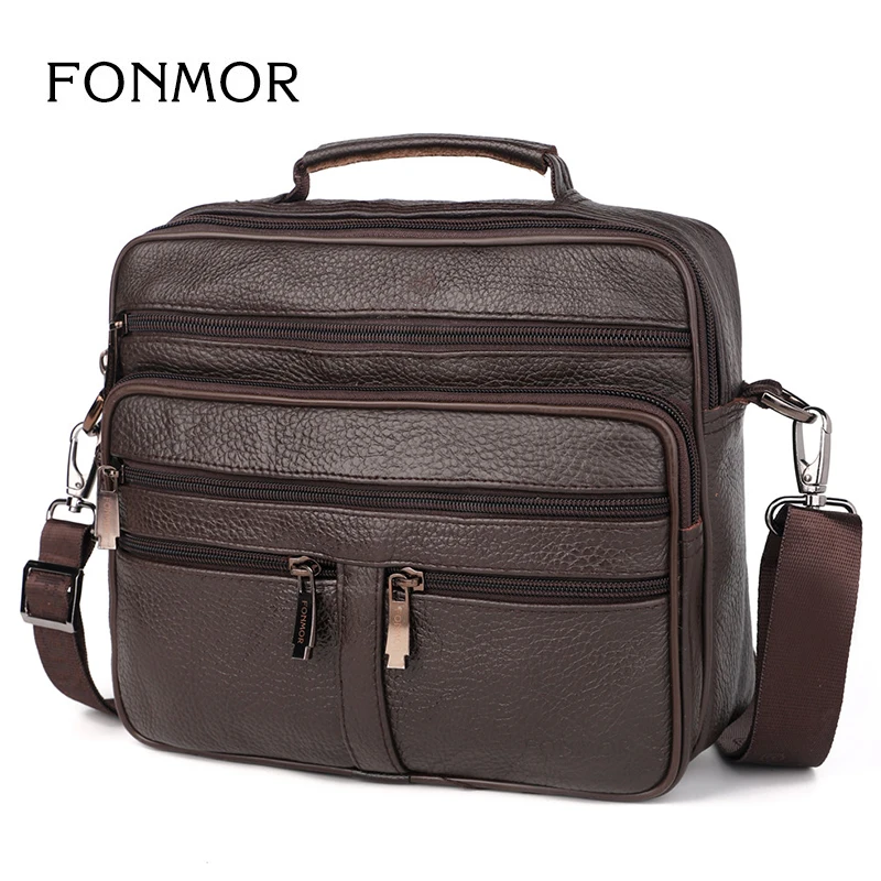 

FONMOR Big Tote Bag for Men Business Causal Genuine Leather Briefcase Travel Bag High Quality Ipad Mini Shoulder Crossbody BAG