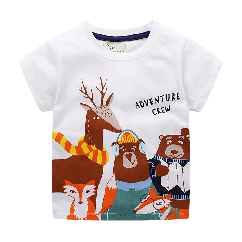 Roupas de Verão dos Desenhos Crianças Animados Camiseta Meninos Nova Verão Bebés Meninos Cotton Top Tees Animais Bonitos Apliques Crianças Roupas 19 meninos t camisa nova verão do bebê