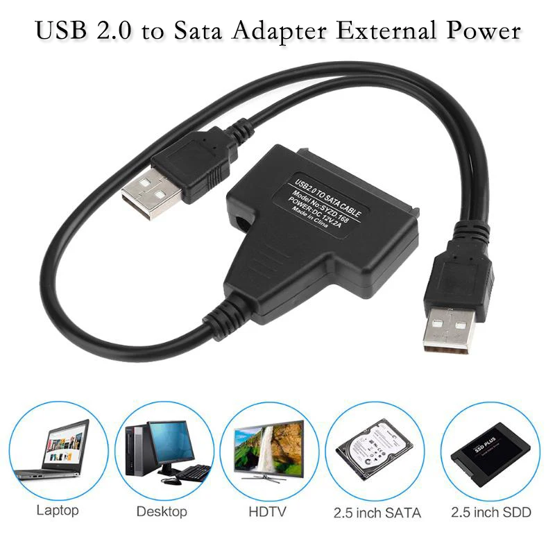 Кабель преобразователь для жесткого диска SATA USB 2 0 к Sata внешний адаптер питания 5/3