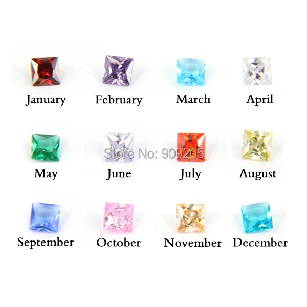 

Birthstone Top Quality 4mm Crystal Square Pendant Beads Zircon Birthstone Floating Charms Blue Zircon
