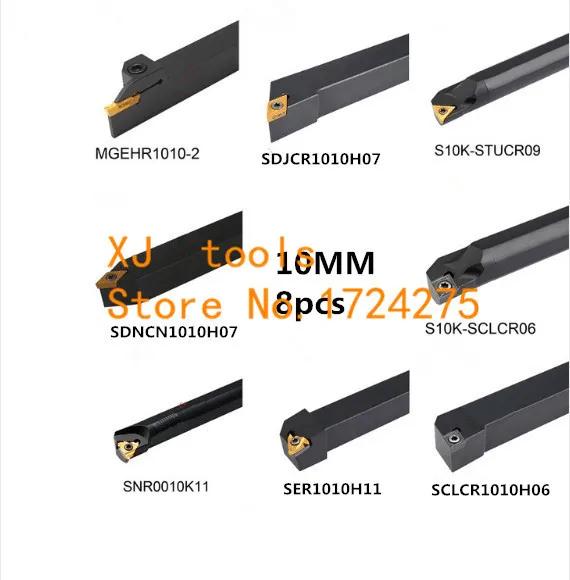 

8Pcs MGEHR1010-2/SDJCR1010H07/S10K-STUCR09/SDNCN1010H07/SNR0010K11/SER1010H11/SCLCR1010H06/S10K-SCLCR06 Lathe CNC turning tool