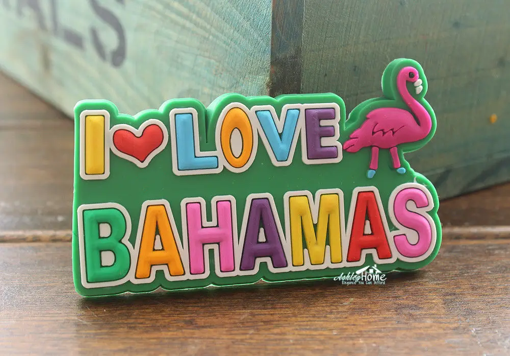 Flamingo I Love Bahamas Funny Decorative Travel Souvenir Rubber Fridge