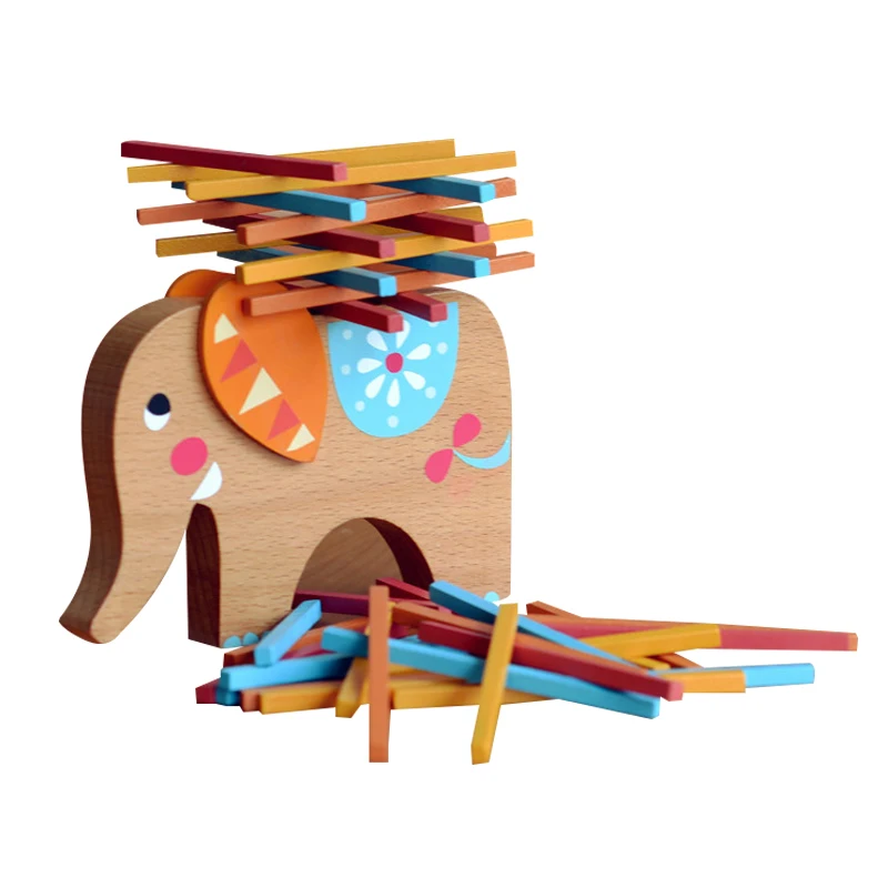 Elephant Wooden Balance Board Game For Children Toy Montessori Educational Building Blocks Stick
