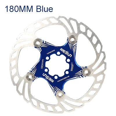 MEIJUN горный велосипед MTB дисковый тормоз ротор 6/7 дюймов 160 мм 180 мм 5 отверстий плавающий дисковый тормоз ротор с винтами T25 - Цвет: 180mm blue