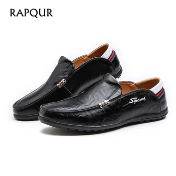 

2018 New Man Loafers Leather Men Casual Shoes Slip on Designer Walking Driving Shoes Male Moccasin Flats Luxury Leather Footwear