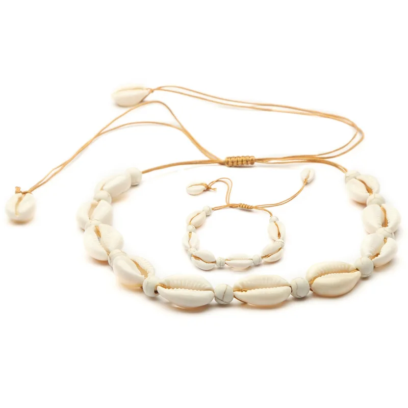 

2019 Handmade Boho Seashells Collar Choker Necklace Women Natural Shells Bohemian Jewelry Choker Simple Bracelet for Woman Girls