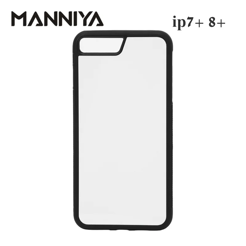 Manniya Blank 2D резина для сублимации TPU+ PC чехол для телефона для Apple iPhone 7 plus 8 плюс с Алюминий вставками и клеем