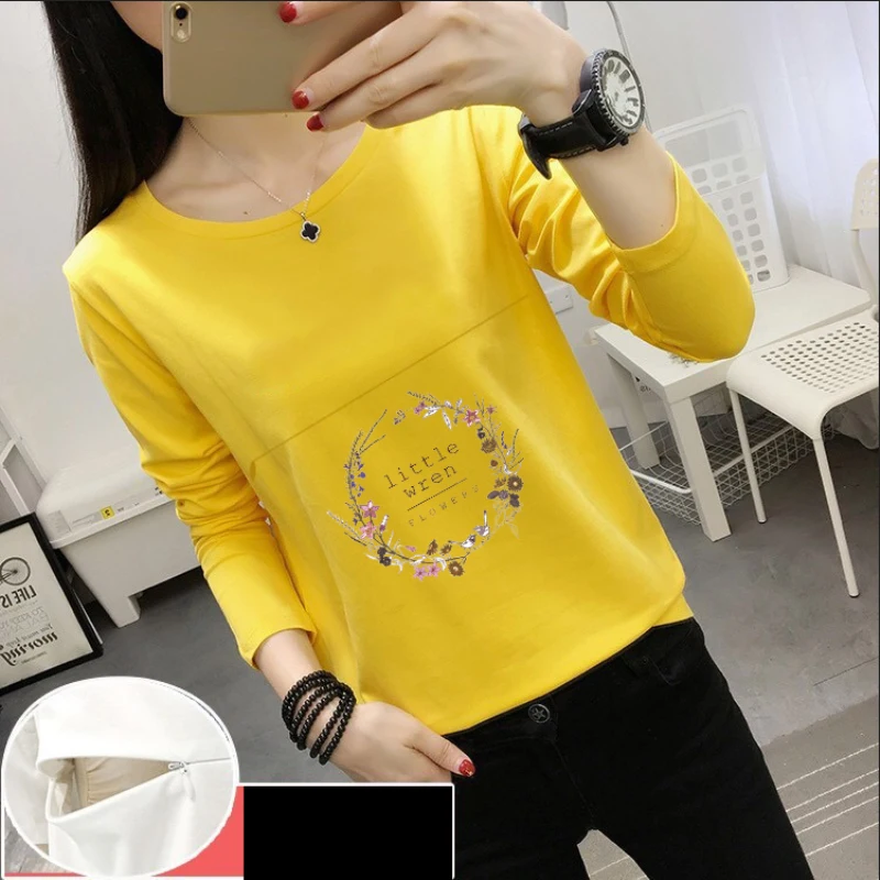 Maternity Nursing T Shirt Floral Print Breastfeeding Tops Pregnancy Casual Clothes For Pregnant 2018 Long Sleeve Fashion Top Tee