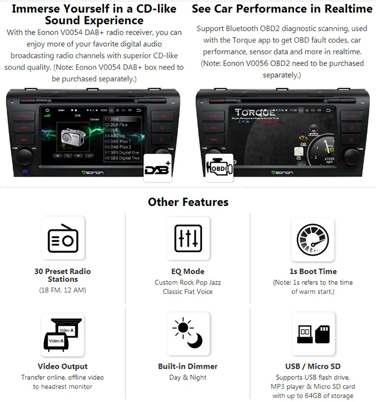 Best 7" Octa-Core Android 8.0 Car DVD Multimedia Navigation GPS Radio for Mazda 3 2004 2005 2006 2007 2008 2009 with Split Screen 9