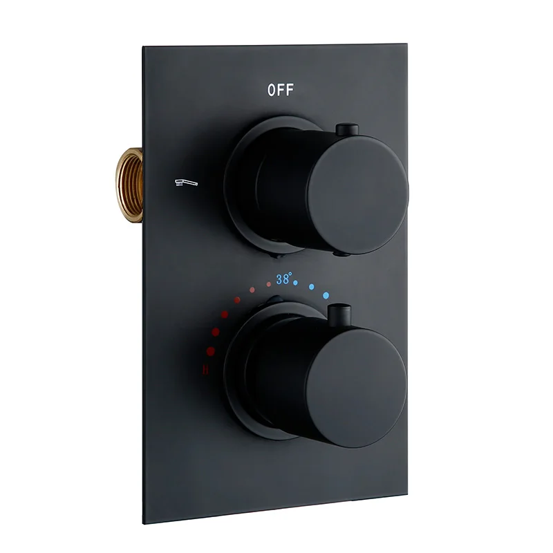 Billig Smesiteli Bad Dusche Set Matte Schwarz Regen Dusche Wasserhahn Wand oder Decke Montiert Thermostat Ventil System 8 12\