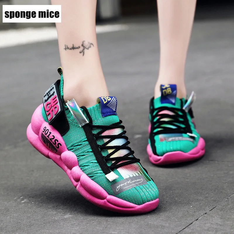 Новинка женская спортивная обувь разноцветная плетеная zapatos de mujer кроссовки на
