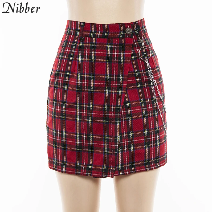 Nibber Весна Винтаж красный плед мини юбки для женщин для лето 2019 г. модные офисные женские туфли одежда для клуба на каждый день Короткие