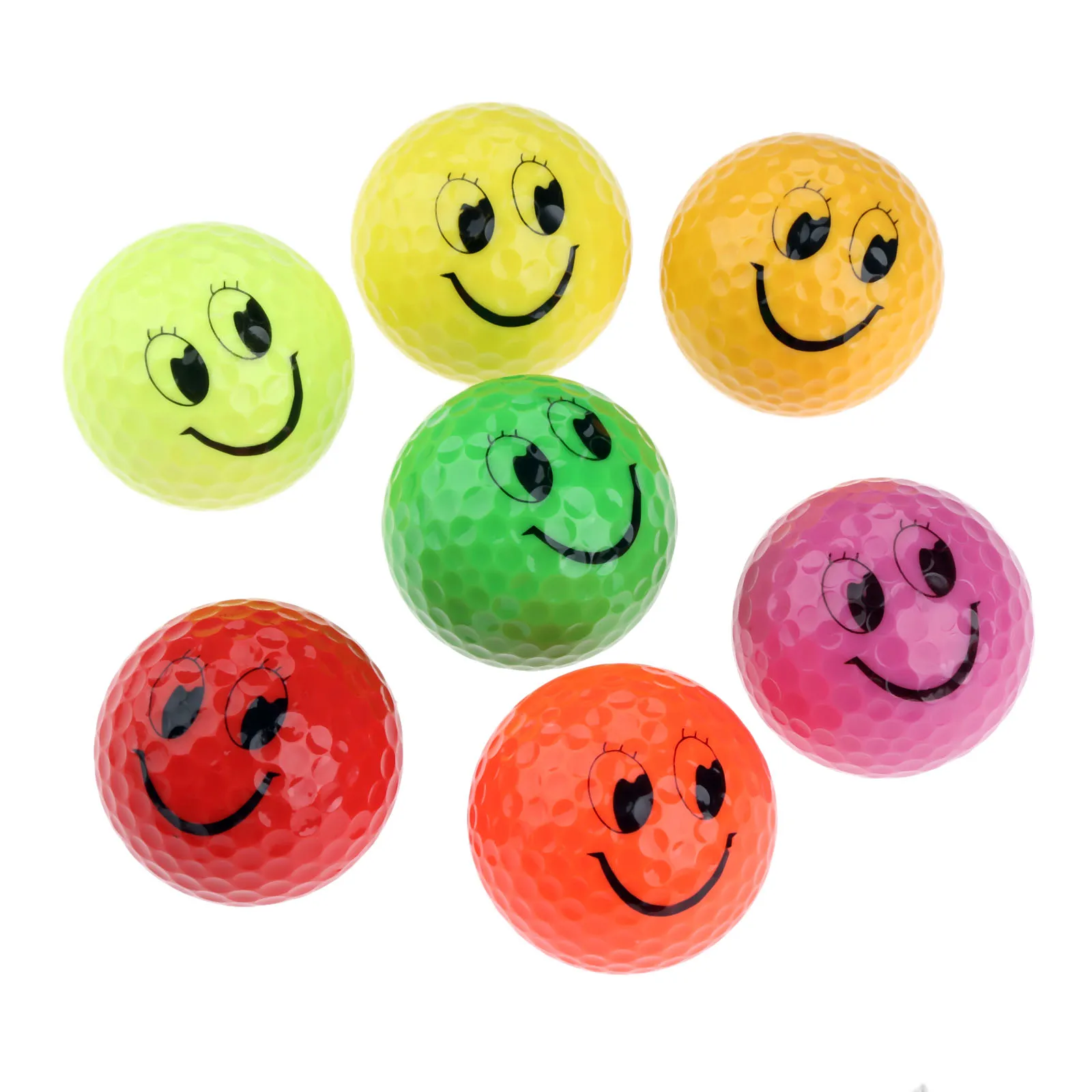 4 Pcs Bright Color Smile Face Pattern Golf Practice Balls Soft Synthetic Rubber Putt Training Golf Balls Outdoor Gift Golf Ball