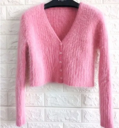 Вязаный кардиган из норки и кашемира Женский кашемировый свитер кашемировое