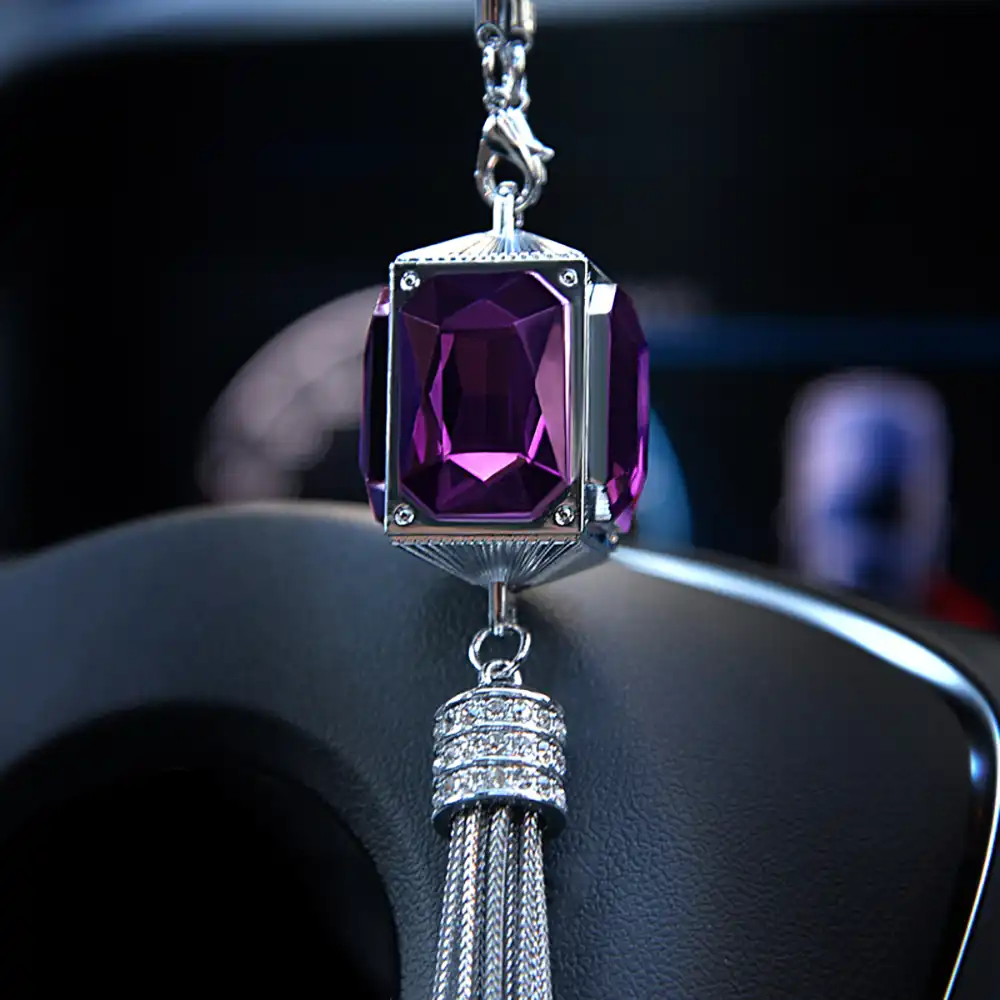 Garneck Rhinestone Car Hanging Pendant Car Rear View Mirror Ball Ornament Car Interior Hanging Decoration Auto Crystal Pendant Decoration US Flag