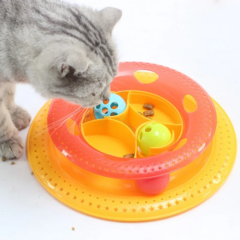 Интерактивные питомцы игрушки кошки трехуровневые проигрыватели Pet Intellectual Track Tower забавная игрушечная кошка пластина 4 мяча 3 мяча