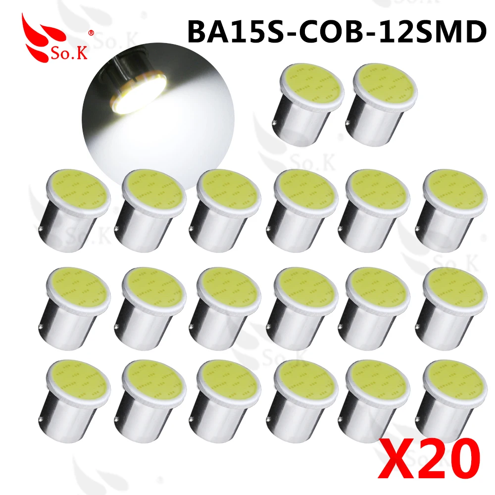 

20pcs cob p21w led 12SMD 1156,ba15s 12v bulbs RV Trailer Truck Interior Light 1073 Super bright parking Auto Car lamp