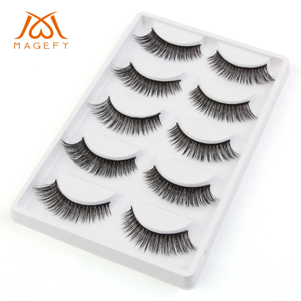 

3/5 Pairs Natural False Eyelashes Fake Lashes Long Makeup 3d Mink Lashes Extension Eyelash Mink Eyelashes For Beauty