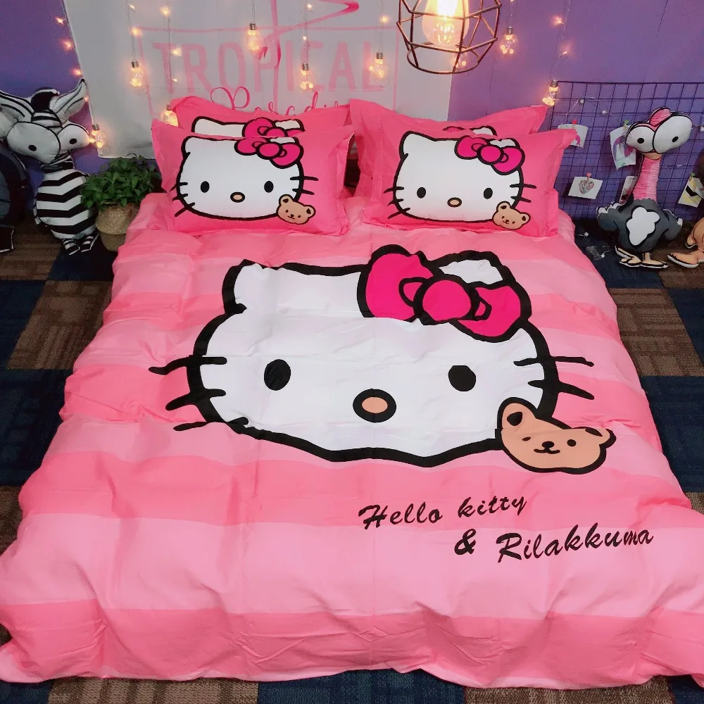 Лидер продаж комплект постельного белья из 3 4 предметов с рисунком Hello Kitty Daroemon Cat