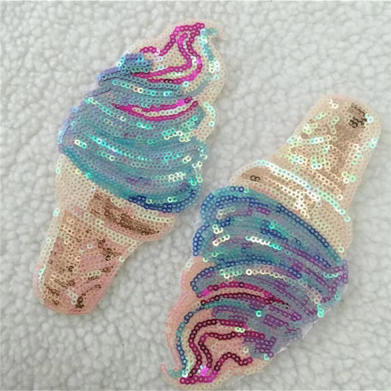 

Big Colorful Icecream Sequins Patch Fashion Embroidered Applique Fashion Clothing Decoration Sew On Patch for Summer clothing