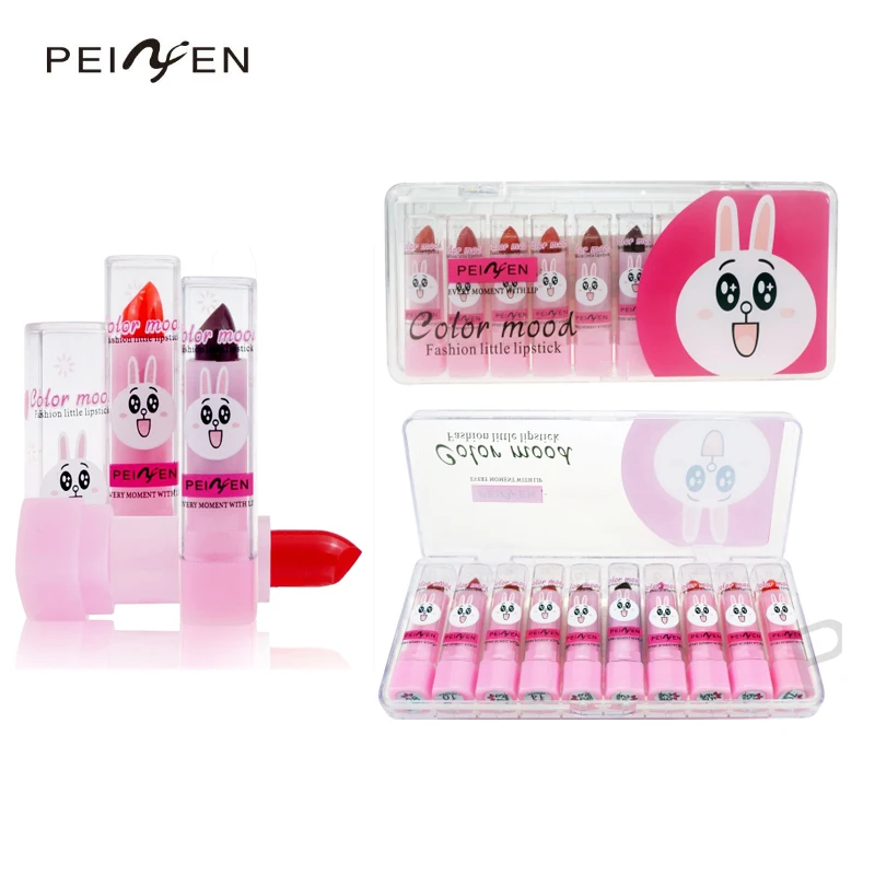 

Fashion Mini Cute Long Lasting Lipstick Professional Makeup Lips Lip gloss Kit Lovely Portable New Sale 1(SET)10 Colors