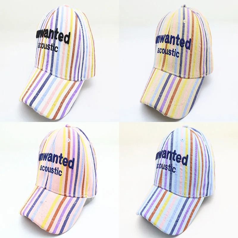 

Fashion Children's Baseball Caps Striped Letters Curved Along Cap Baby Spring Summer Sun Protection Baseball Hat For Boys Girls