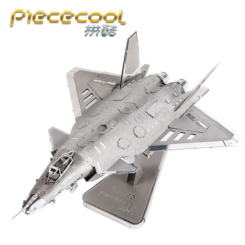 

Original Piececool 3D Metal Puzzle J20 JET Fighter Model Kits P063-S DIY Laser Cut Assemble Jigsaw Toys For Audit Military