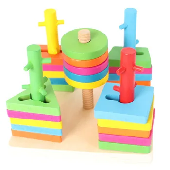 

Educational Wooden Blocks Baby Blocks Toys Wooden Tree Track Game Building Blocks