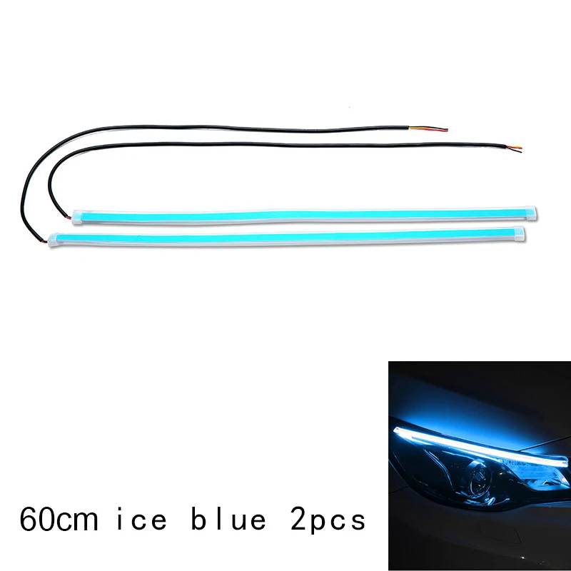 2 PCS Auto Lamps For Cars DRL Ultrafine LED 30 45 60cm Daytime Running Light Solid color CAR Styling Accessories
