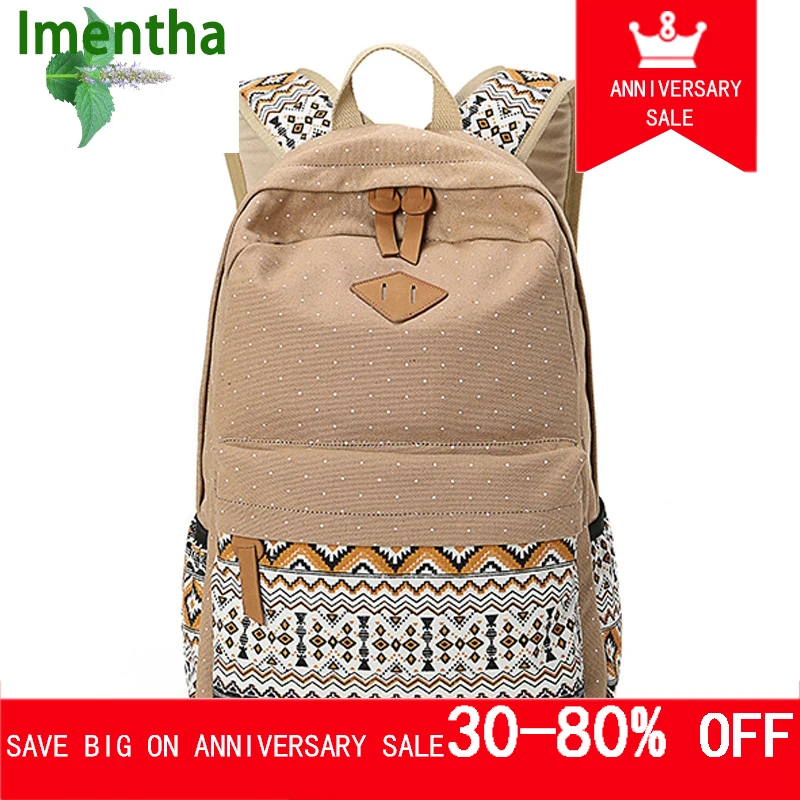 

2018 new fashion lady student book bag Printing Women Geometric Backpack Canvas Bookbags Backpack School Bags for Teenage Girls