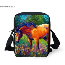 TWOHEARTSGIRL женская сумка-мессенджер с рисунком лошади Повседневная Студенческая сумка через плечо для девочек уникальная детская сумка сумки на плечо