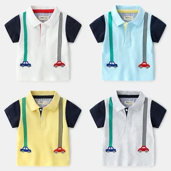 

Summer Boys Polo Shirt Cartoon Car Short Sleeve Polo Shirt For Boy Lapel Solid Tops Cotton Shirt For Kids
