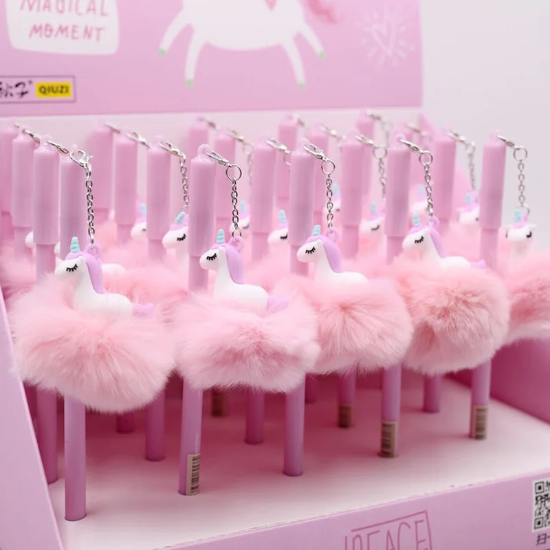 

Cute Kawaii Unicorn Warm Ball Plush Pendant Gel Pen Ink Pens Gift School Office Writing Supply Beautiful Stationery Gift