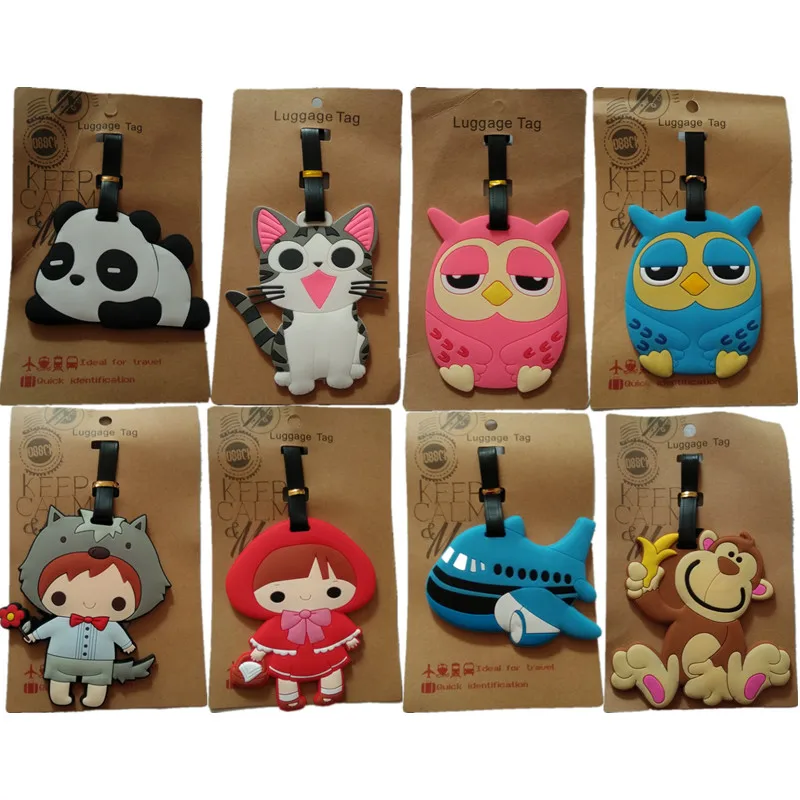 

2018 Fashion Panda Monkey Suitcase Luggage Tag Cartoon PVC Address Holder Baggage Label Silicone Plane ID Travel Accessories