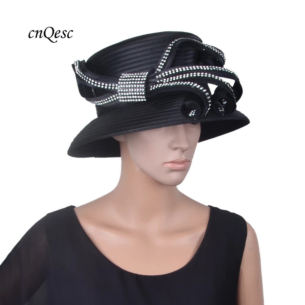 

BLACK Ladies Formal dress hat All Year Around satin hat for Church Kentucky derby.