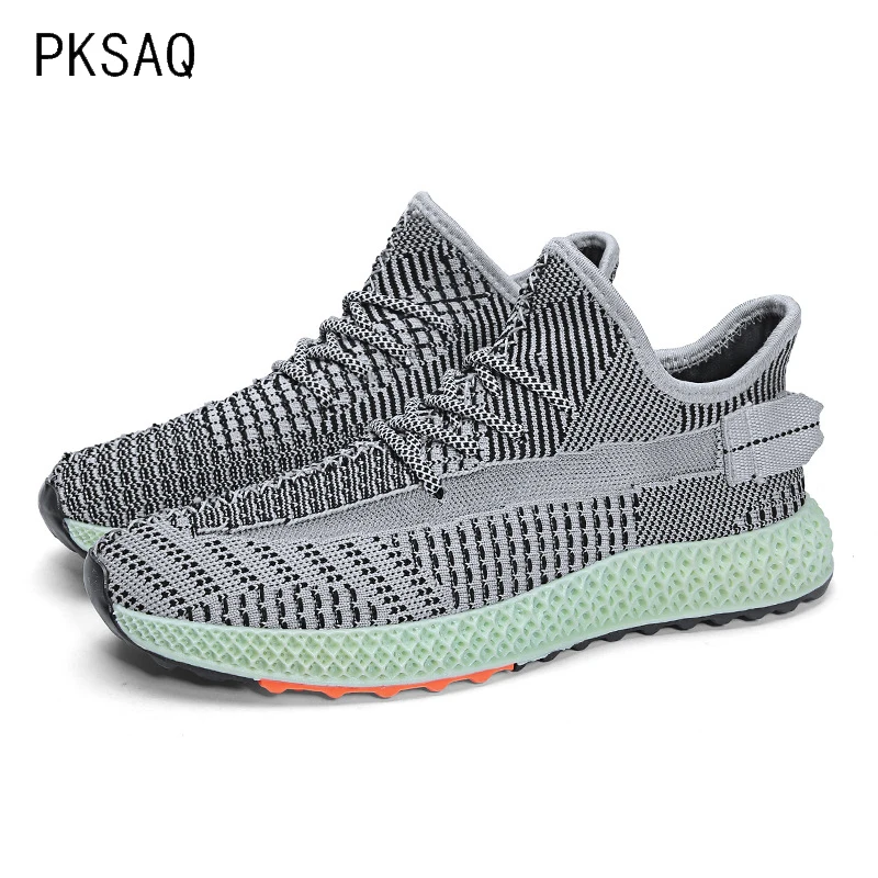 

Spring Summer New Men Shoes Non Slip Fish Pattern Flying Woven Coconut Sneakers Shoes Breathable Transparent Mesh Casual Shoes
