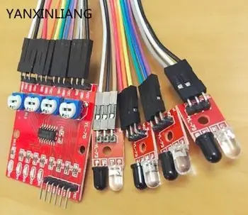 

Four-way infrared tracing / 4 channel tracking module / transmission line / obstacle avoidance / car / robot sensors