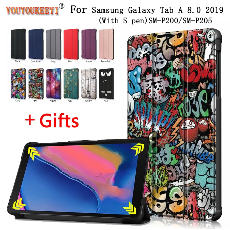 

2019 Magnetic Cover For Samsung Tab SM-P200 SM-P205 Funda Capa 8inch 3-Folded Standing Case For Samsung Galaxy Tab A 8.0