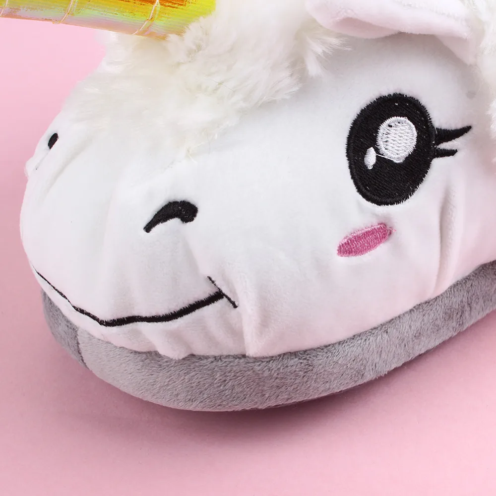 New Women Shoes Female Slippers For Home Use Fantasy White Unicorn Plush Cotton Slipper Slip On Adult Size House Indoor Slippers (16)
